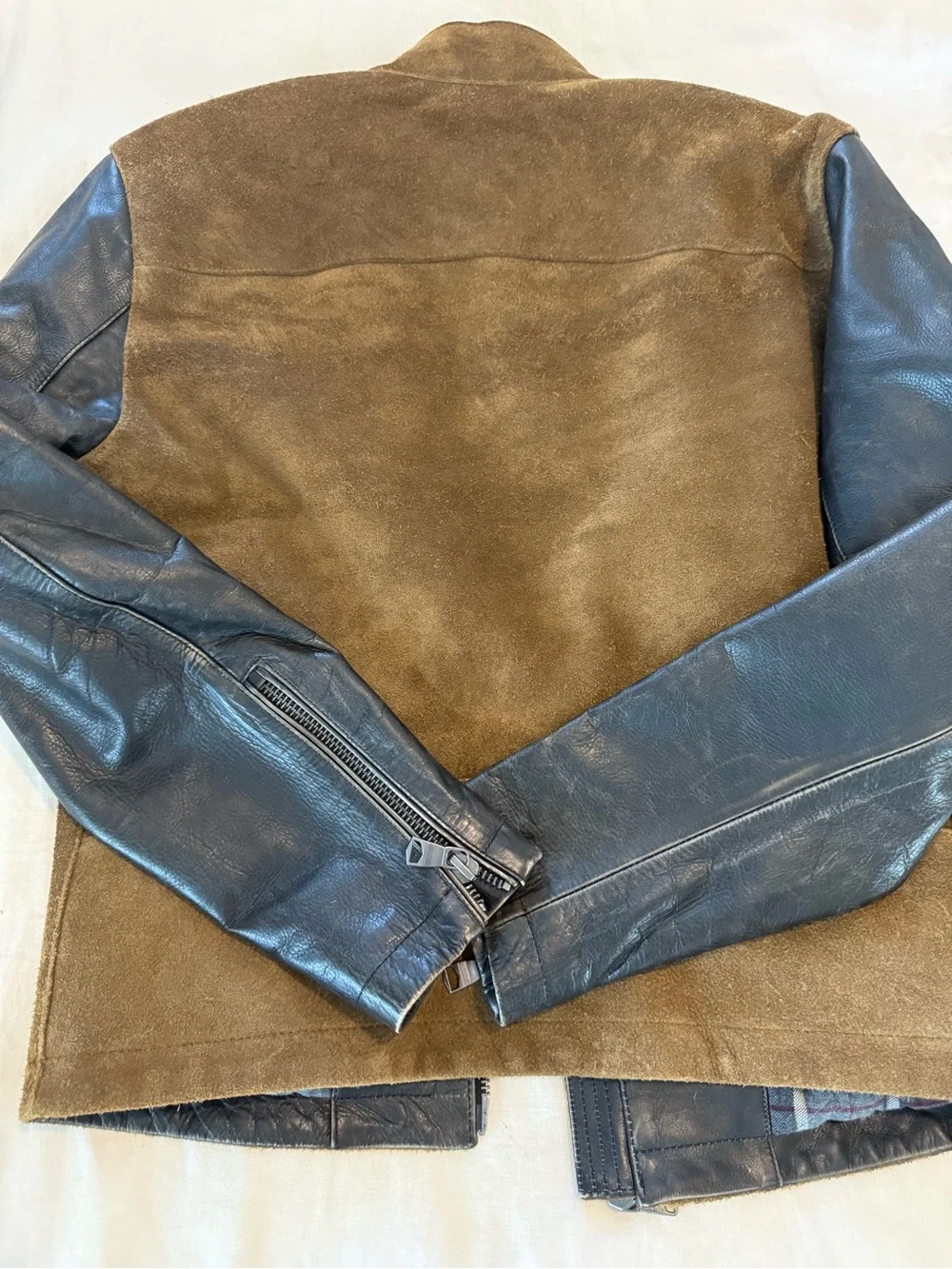 Men's Suede & Leather Pacer Bomber Jacket - Tan/Brown NWT 1371